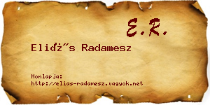 Eliás Radamesz névjegykártya